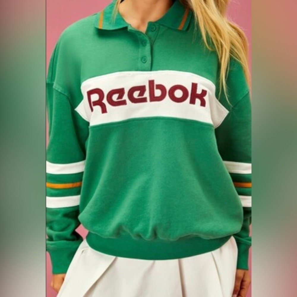 Reebok Top Women’s 3X Jersey x Forever 21 Rugby Pullover French Terry Collared - Picture 2 of 9